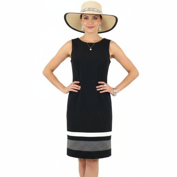 White House Black Market Geometric Hem Sleeveless Shift Dress 6 - Picture 1 of 8